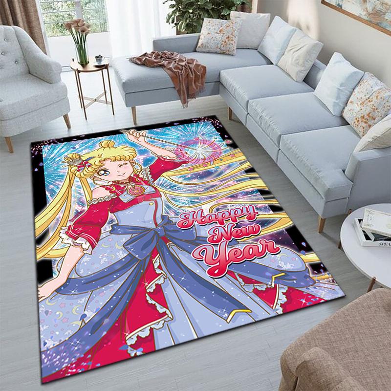 Cute cartoon theme Sailor Moon Tsukino Usagi cartoon rug Multifunctional household anti-slip decorative door mat, outdoor floor mat, and carpet Y14