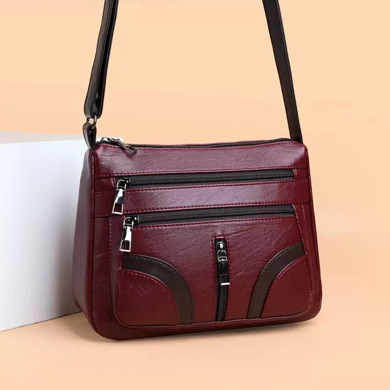 Vintage Shoulder Bag For Women Pu LeatheCrossbody Multifunction Messenger Bag Small SquareMommy Handbag