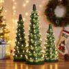 Pre-lit Hand-Painted Resin Tabletop Christmas Tree Small Light Up Holiday Tree Decoration for Home Party Decor