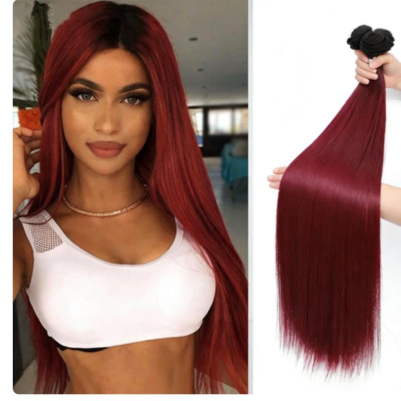 Bone Straight Hair Bundles Salon Natural Hair Extensions Fake Fibers Super Long Synthetic Yaki Straight Hair Weaving Full to End