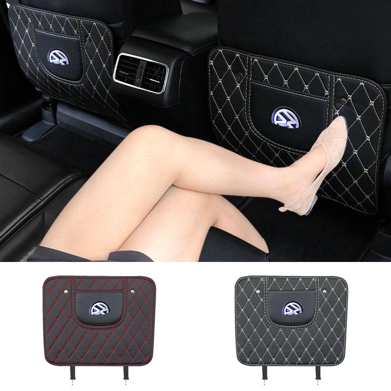 Car Back Seats Anti Kick Pad Mat Half-size PU Leather Cover Seat Back Kick Mats For Volkswagen VW GTI Rline Polo Golf MK8 Passat