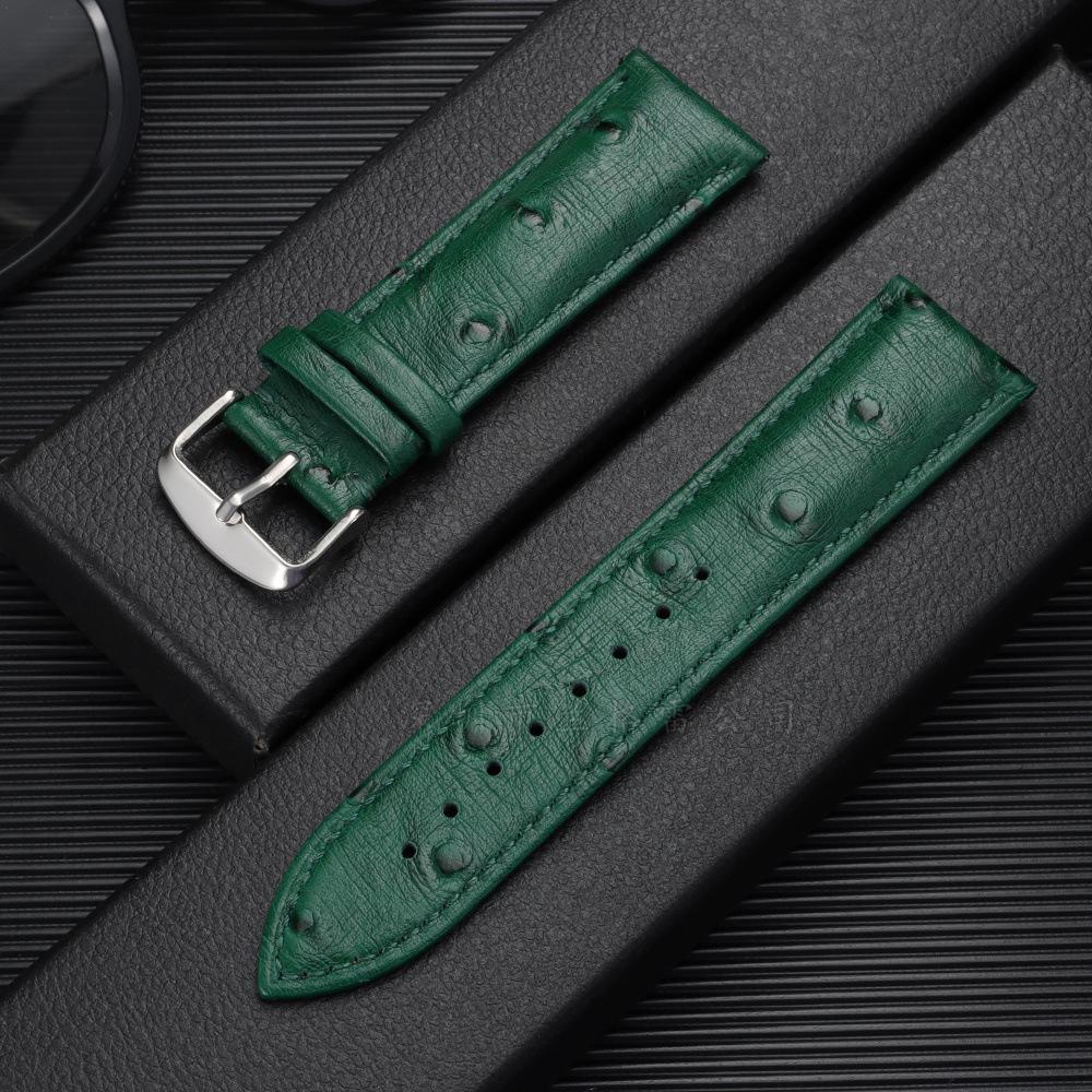 Ostrich Pattern Leather Strap Suitable for Various Brands of Smart Straps First Layer Leather Strap 18/19/21/20/22mm