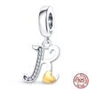 Original Design Pendant Zircon Heart Shape 26 English Letters A-Z Charm Beads Fit  925 Original Bracelet Necklace Jewelry