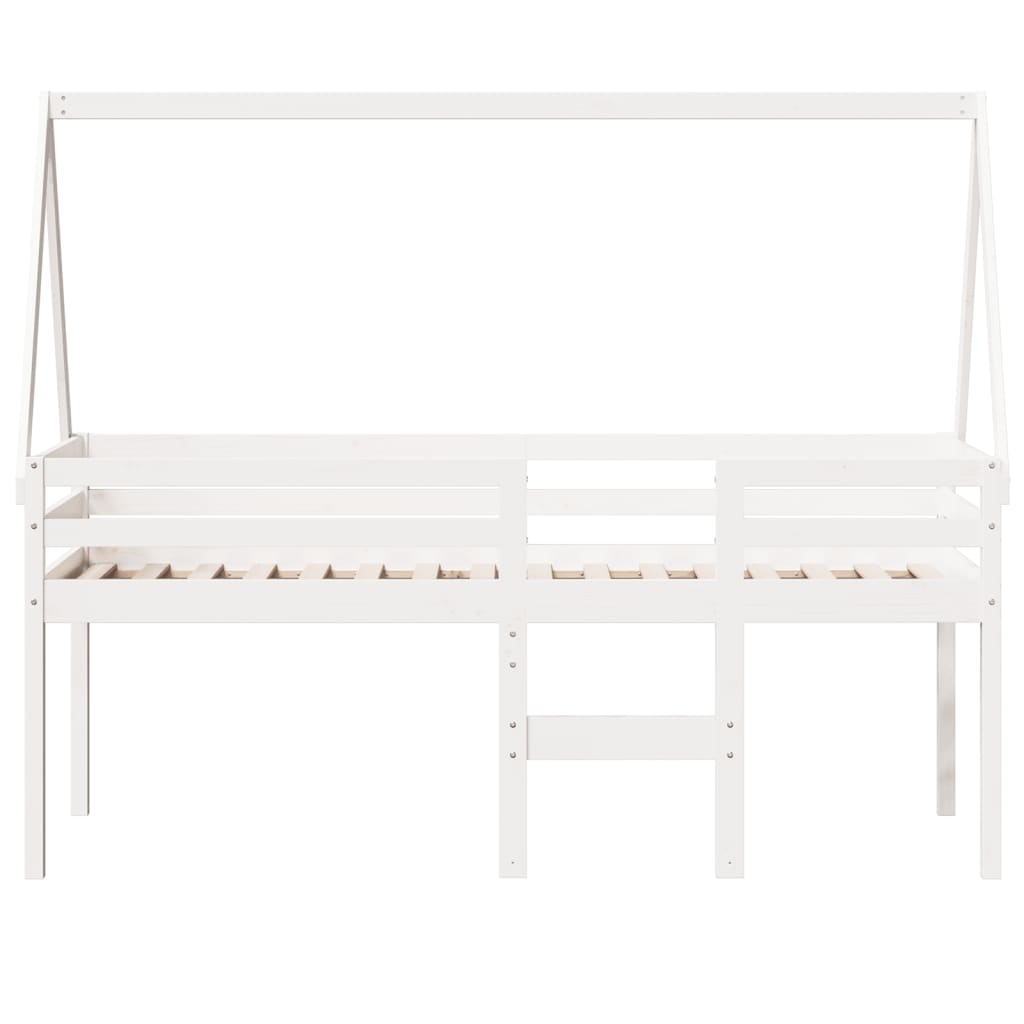 High Bed with Roof White 80 x 200 cm Solid Pine Wood
