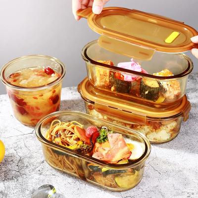 Glass Lunch Box with Rice Lunch Box, Microwave Oven, Heatable Special Soup Bowl, Sealed and Fresh Fruit Box with Lid