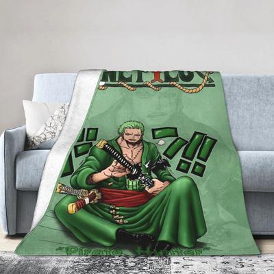 Luffy Anime Anime Zoro Knitted Blankets Fleece  Warm Throw Blankets for Bedroom Sofa Bedspread