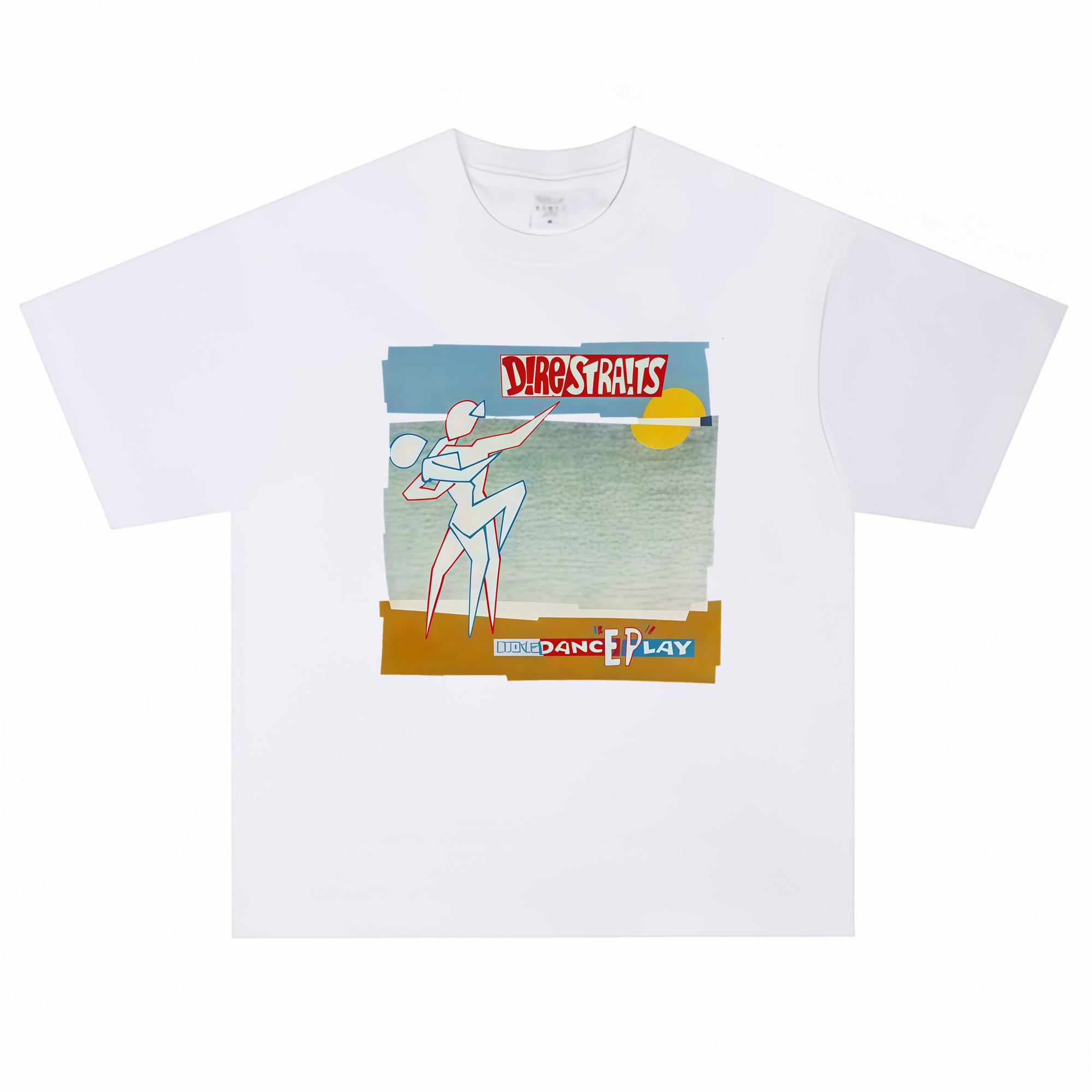 

Printed Rock Band Dire Straits Heavyduty Shortsleeved Tshirt with A Relaxed Vintage Hiphop Style S