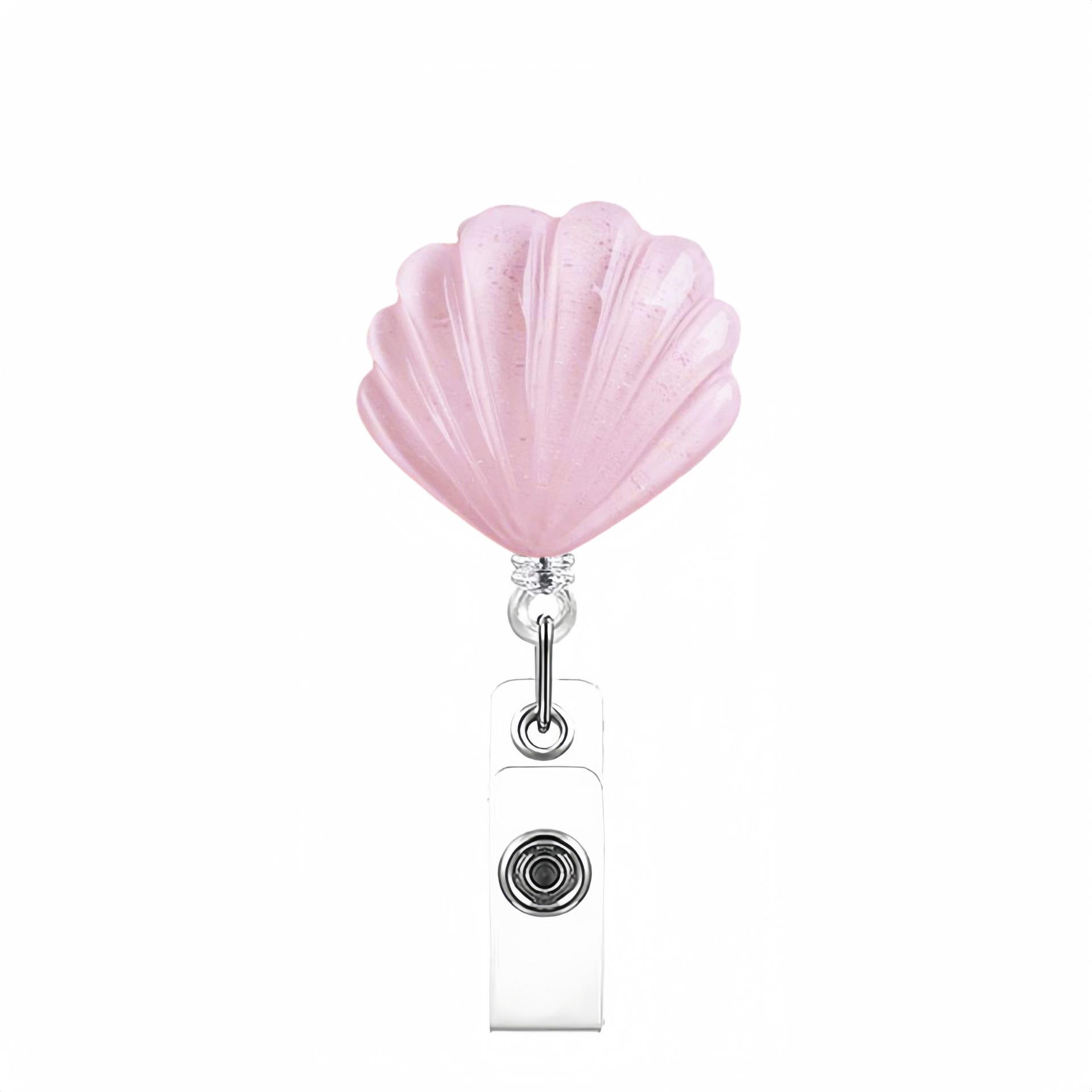 1pcs Cute Transparent Shell Badge Reel for Women Retractable Worker ID Card Pull Buckle Nurse ID Card Badge Holder Clip