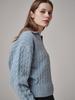 Saengleogsyu Cable Collar Knit Sky Blue