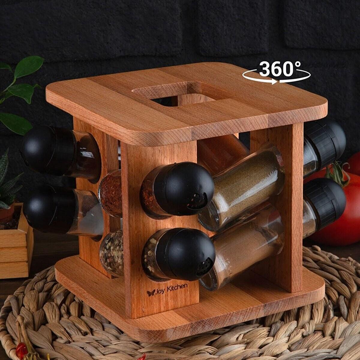 

JOY KITCHEN Elanor Набор из 8 вращающихся специй - черная крышка