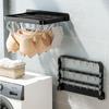 Laundry Organizer 12/20/26 Hooks Shelf Bra Underwear Fixed Wall Mounted Socks Clips Aluminium Alloy No Drilling Black