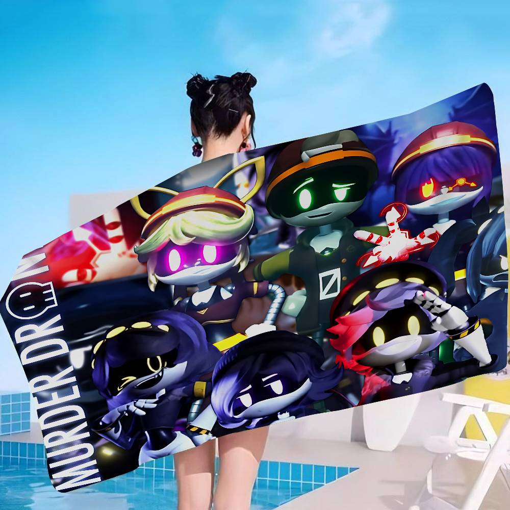 Murder-Drones Cartoon Beach Towel Colorful Bath Towels For Girl Microfiber Quick Dry Sand Free Beach Yoga Spa Gym Pool