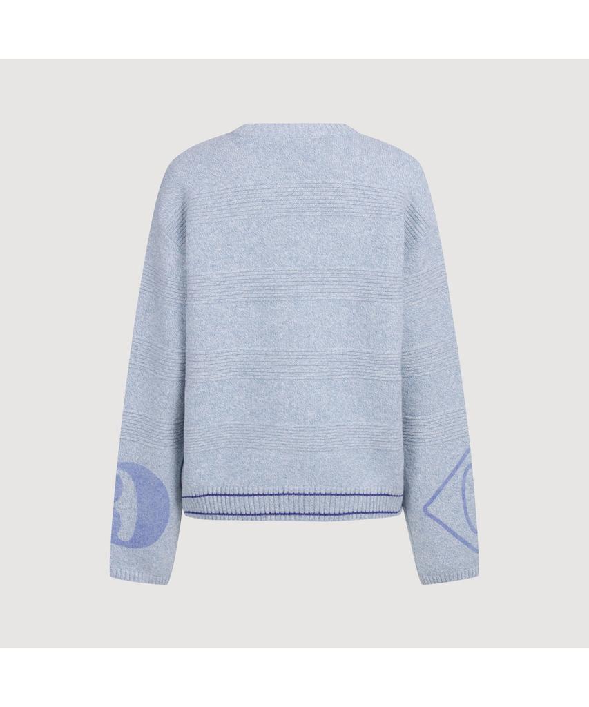 LUCKY CHOUETTE Sleeve Emblem Printed Kni Pullover (Light Blue) Lfwas25110Bul