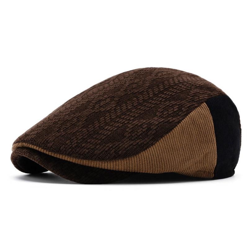 Men's Color Matching Peaked Cap Knitted Wool Beret Autumn Winter British Retro Forward Hat Warm Cap Painter's Hat