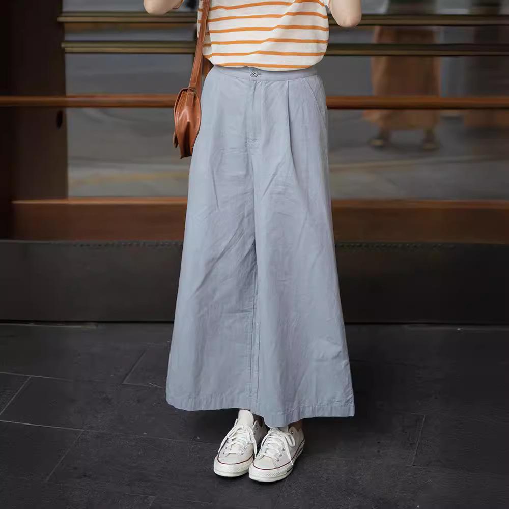2023 Summer Retro Grey Wide-Leg Plus Size Women s Pants Small