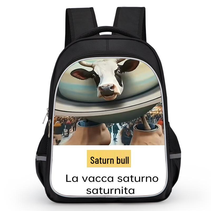 Cross-border Classic Mountains & Seas Stick Figure Kids' Backpack for Grades 1-6 - Load-Reducing Double Shoulder Bag for Boys