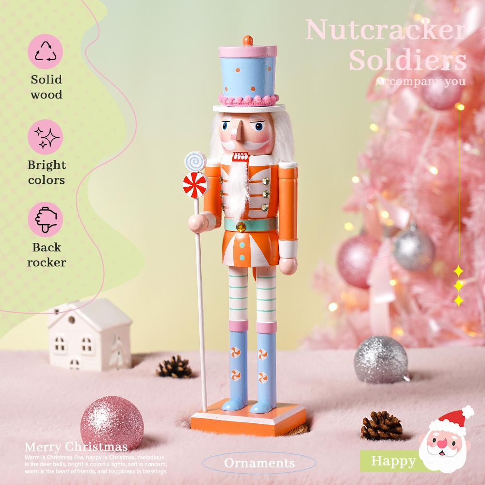 38CM Nutcracker Soldier Puppet Candy Series Combination Wooden Craft Christmas Tree Pendant Family Festival Decoration Gift