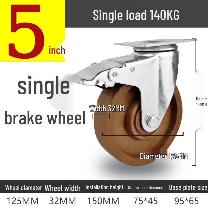 3 to 5 Inch High-Temperature Resistant Swivel Casters with Glass Fiber Bakelite for Oven Carts (Up to 300°)