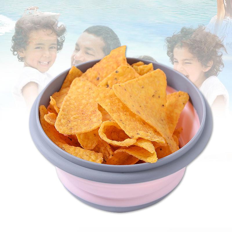 Portable Folding Lunch Box Bowl Sets Silicone 3Pcs/Set Food Container Outdoor Camping Tableware Set Foldable Salad Bowl With Lid