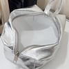 New Shiny Makeup Bag Handheld Multi-Purpose Cosmetic Bag Large Capacity Solid Color Pencil Case Travel