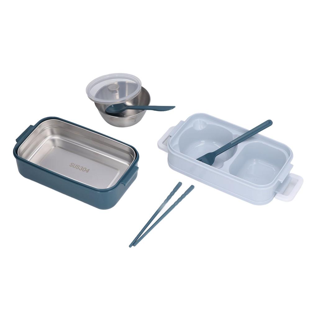 Lunch Box 2 Tier Stackable Container Folding Buckle Stainless Steel Insulated Lunch Box