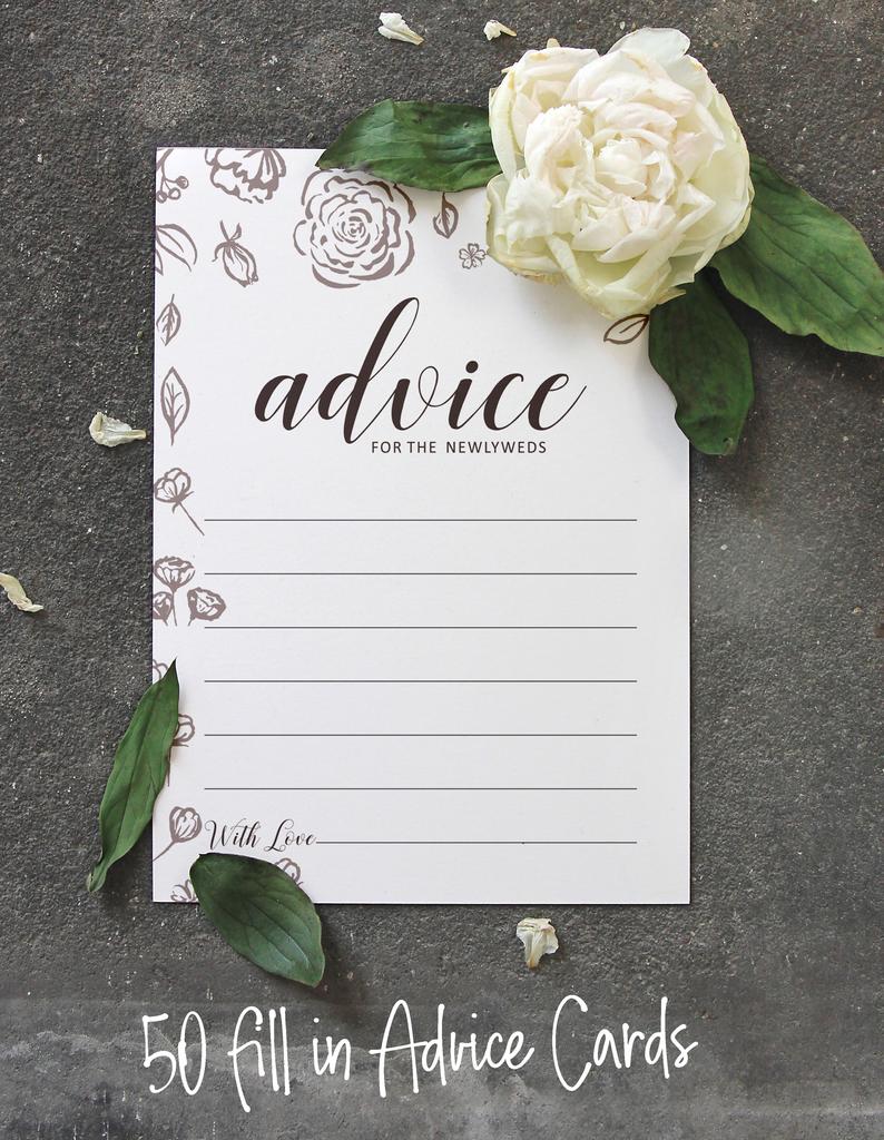 Inkdotpot Set of 50 Advice for The Newlyweds, Bride & Groom, Perfect Addition to Your Wedding Reception Decorations Advice Cards 5x7 inches