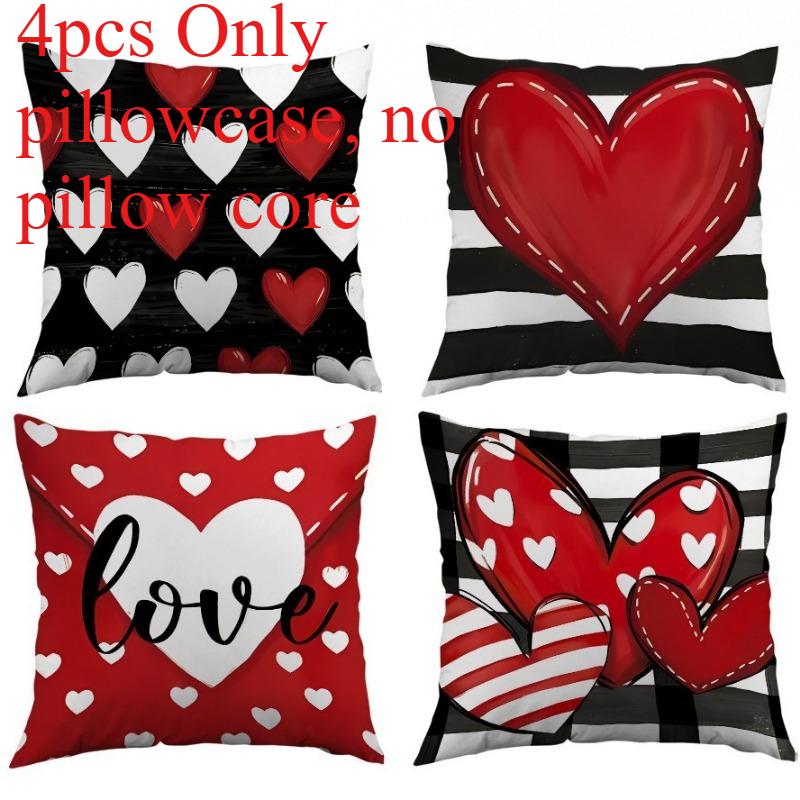 

4pcs Valentine s Day Printed Pillowcase Sofa Decorative Pillowcase Home Decor Only Pillowcase No Pillow Core