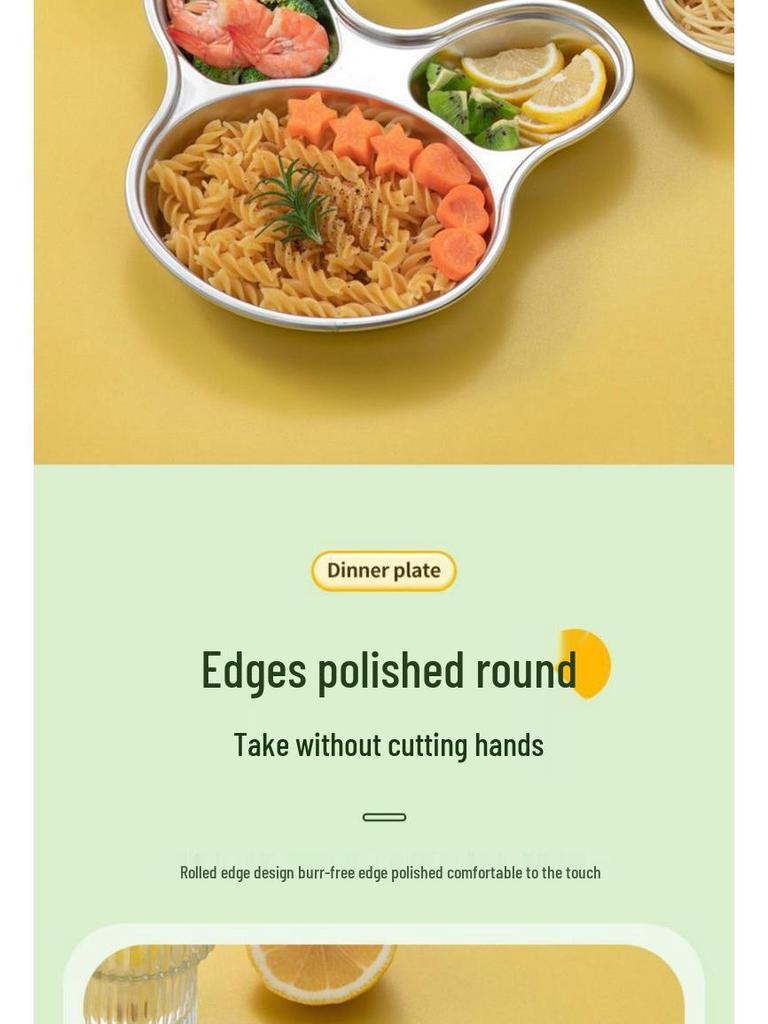 316 Stainless Steel Children's Divided Plate - Food Grade Infant Tableware for Boys & Girls