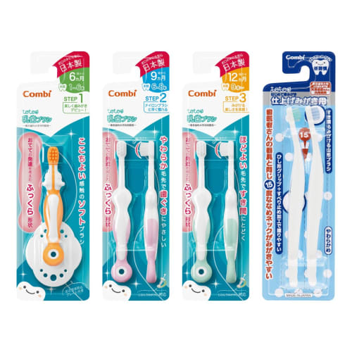 

[Released in 2024] Combi Teteo First Toothbrushing Baby Toothbrush STEP1, STEP2, STEP3, Finishing Brushing Set