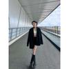 Damen Schicker Schwarzer Blazer Frühling Herbst Lässig Locker Geschnitten Slim Koreanischer Stil Kleine Größe Trendige Jacke