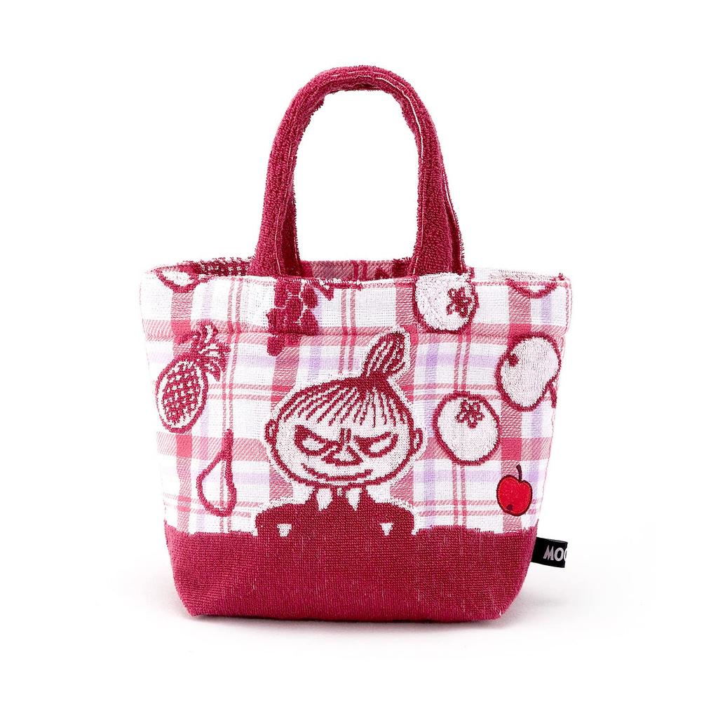 Moomin Checkered Fruit Little My Lunch Fluffy H23 x W33 x Bag, Pink, Cotton, 47-8317300, Approx. D11.5cm