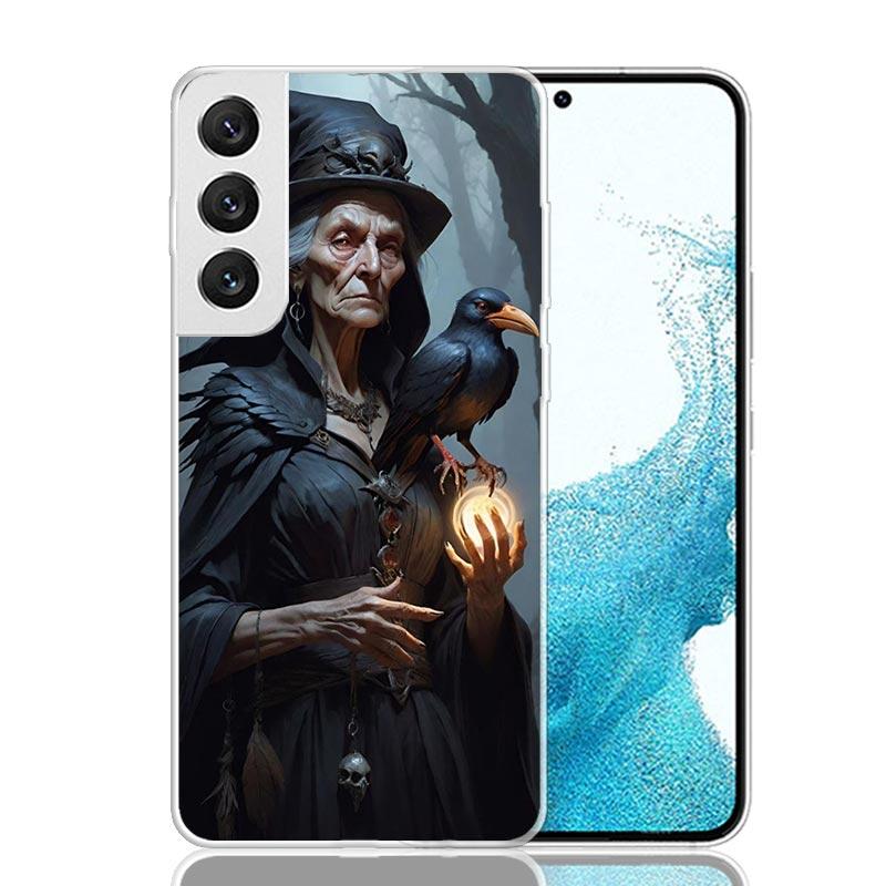 Halloween Moon Witch Horror Phone Case For Samsung Galaxy S26 Ultra S23 S24 S25 Edge S20 FE S21 S22 Plus Soft Print Shell Cover