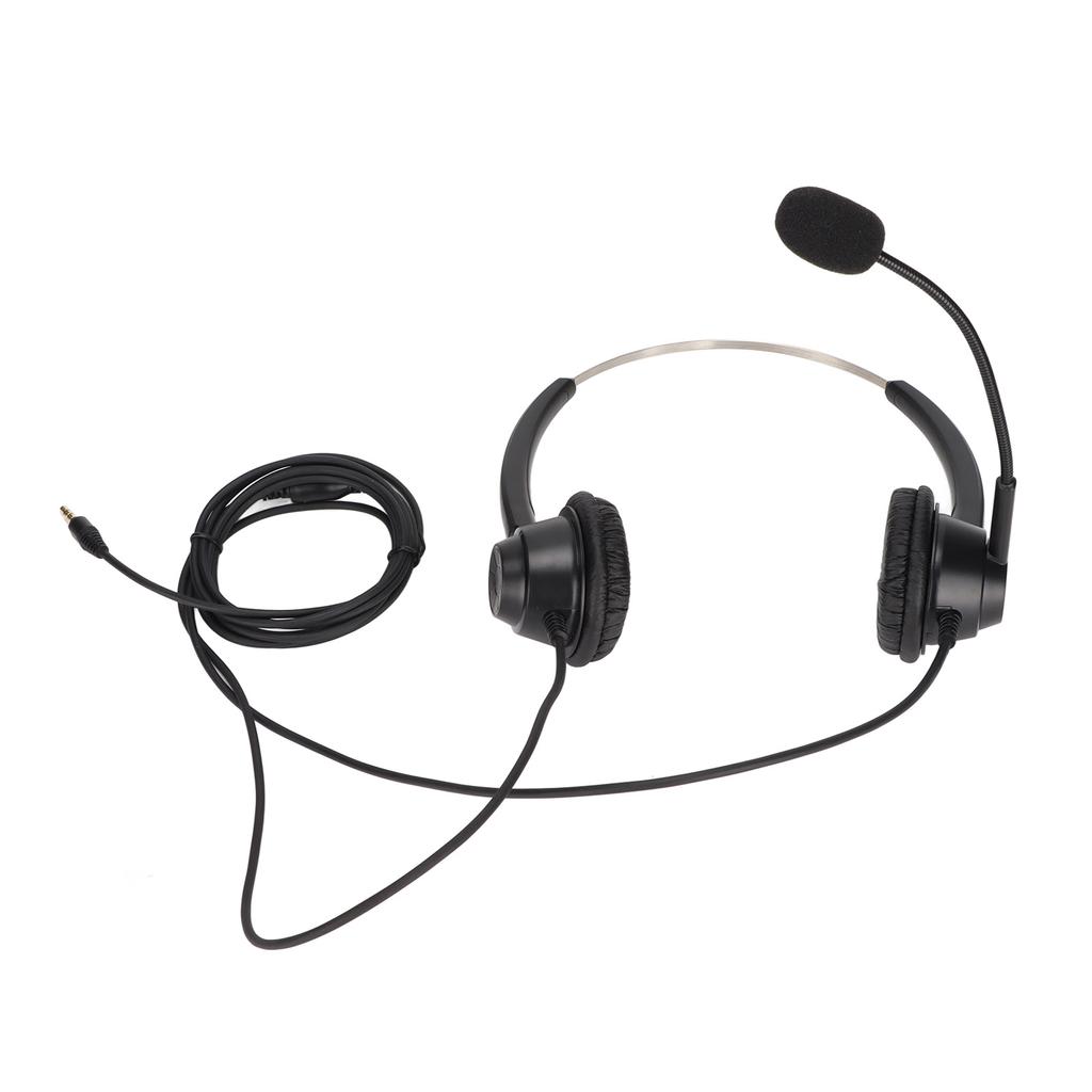Telephone Headset Noise Reduction 3.5mm Straight Head Customer Service Headphone with Mic for VOIP Phones Call Center