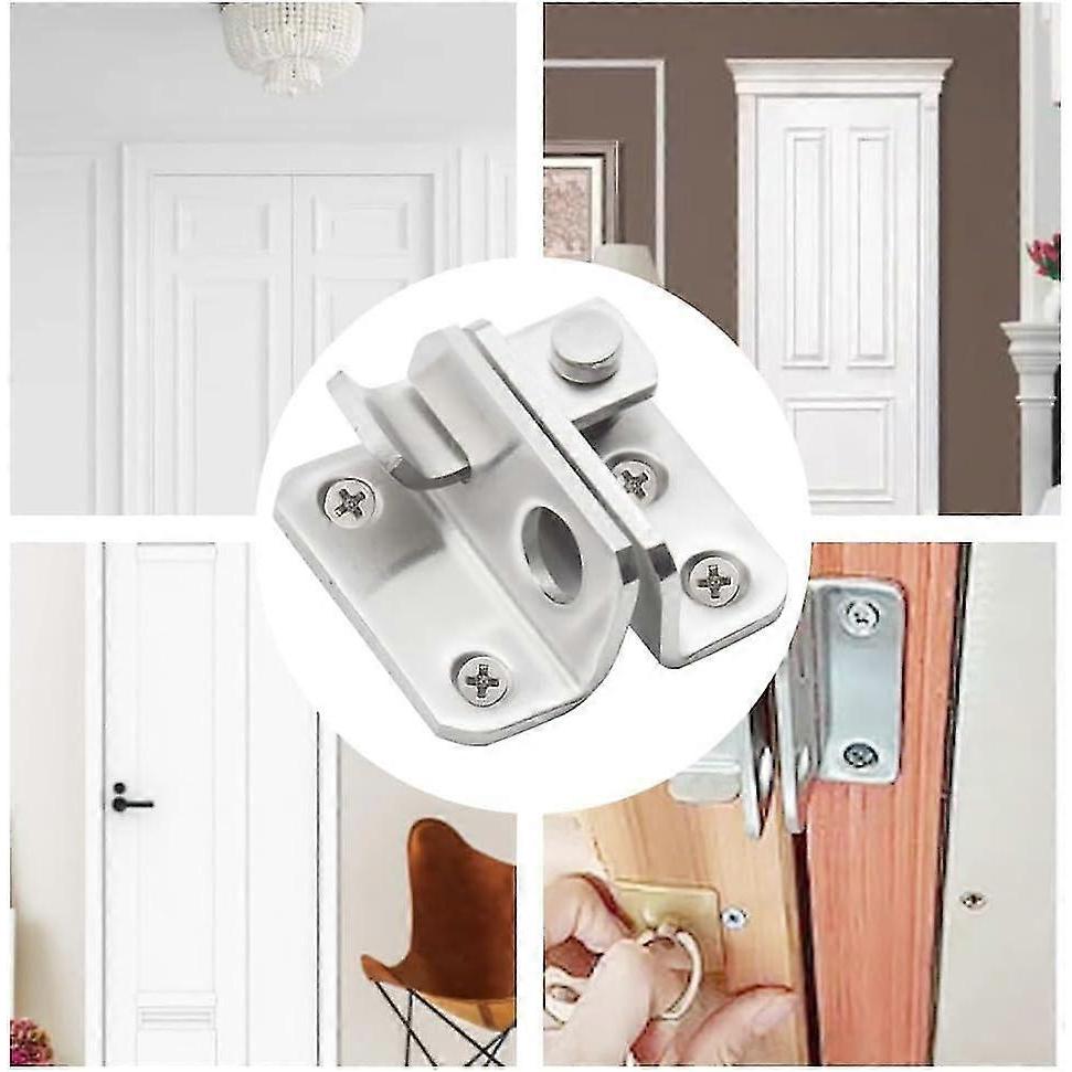2 Pairs Slide Bolt Gate Latch Stainless Steel Brushed Finish Padlock Anti-theft Hasp With Screws - DD