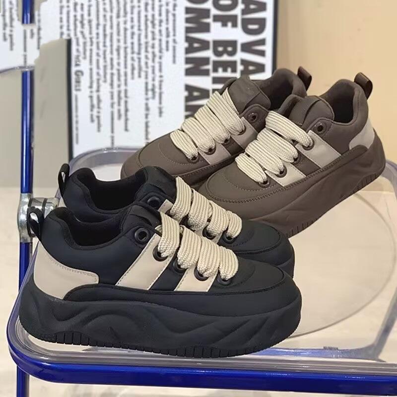 Jarní a podzimní nové retro ošklivé roztomilé boty na chleba dámské platformové zvýšení prodyšné muffinové boty na desce ležérní sportovní boty