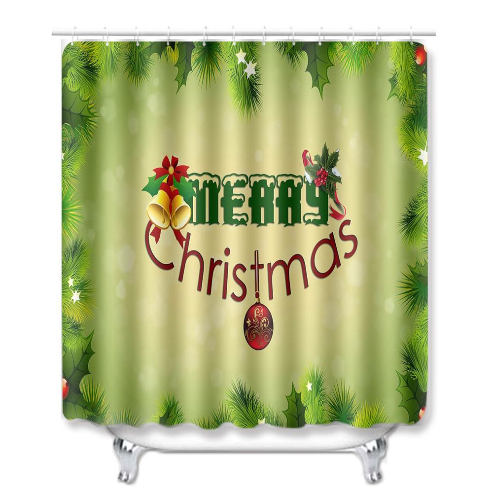 Christmas Household Bathroom Shower Curtain Four-Piece Bathroom Non-Slip Door Mat Bedroom Living Room Floor Mat Carpet