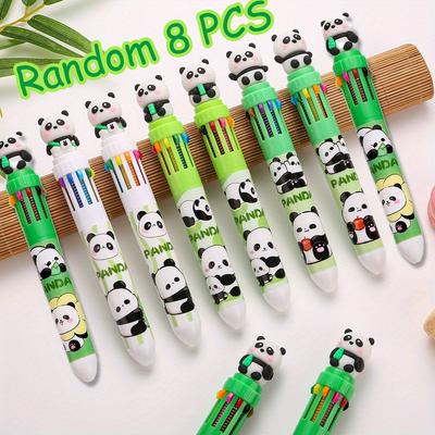 8 PCS Cartoon Cute Pandas 10-color Ballpoint Pen Colorful Press 0.7mm Rollerball Pen Doodle Marker Student Office Use,Graduation Season Back To School
