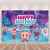 Cartoon Cute Cry Babiesed Birthday Party Decorations Lovely Blind Box Doll Backdrop Baby Shower Supplies Child Room Wall Hanging