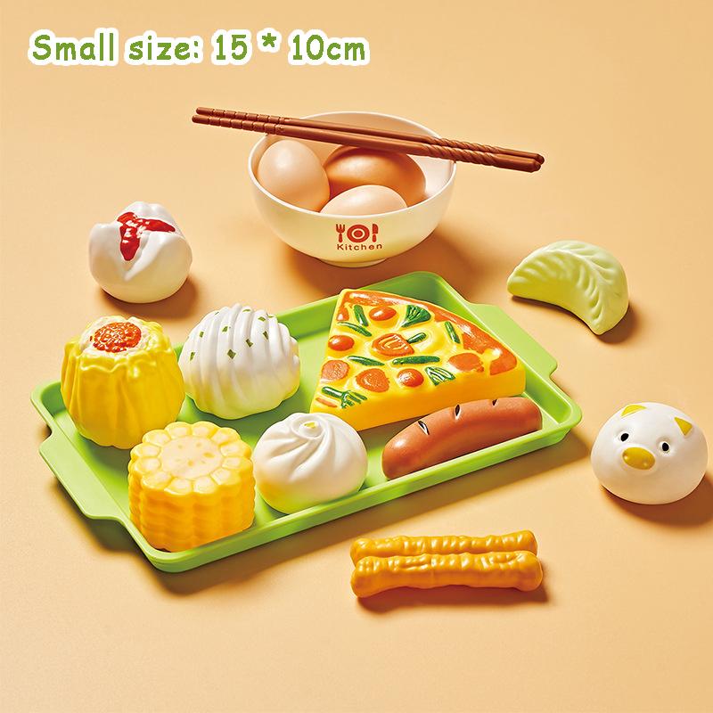 Kids Kitchen Toy Pretends Play Cooking Food Game Hamburger Pizza Snack Fruit Vegetable Simulation Food Set Of Toy For Girls Boys