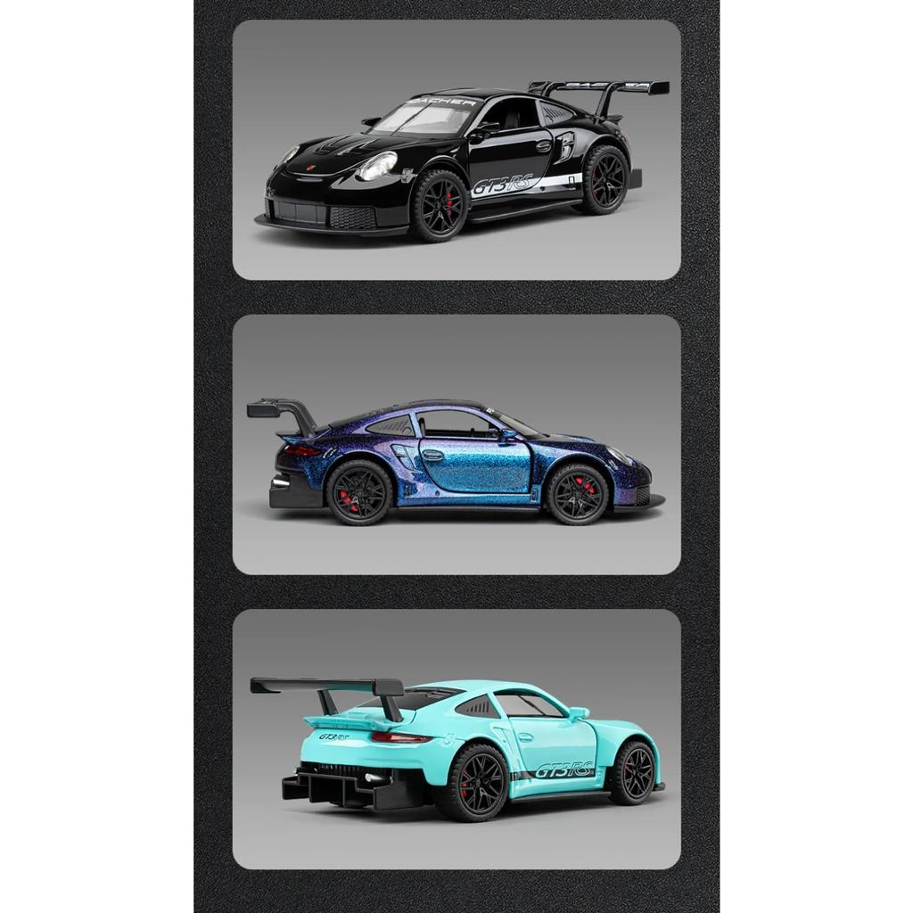 1/32 Porsche GT3 RS Supercar Alloy Diecast Metal Model Computer Desktop Ornaments Sound & Light Toy Children Birthday Toy Gift