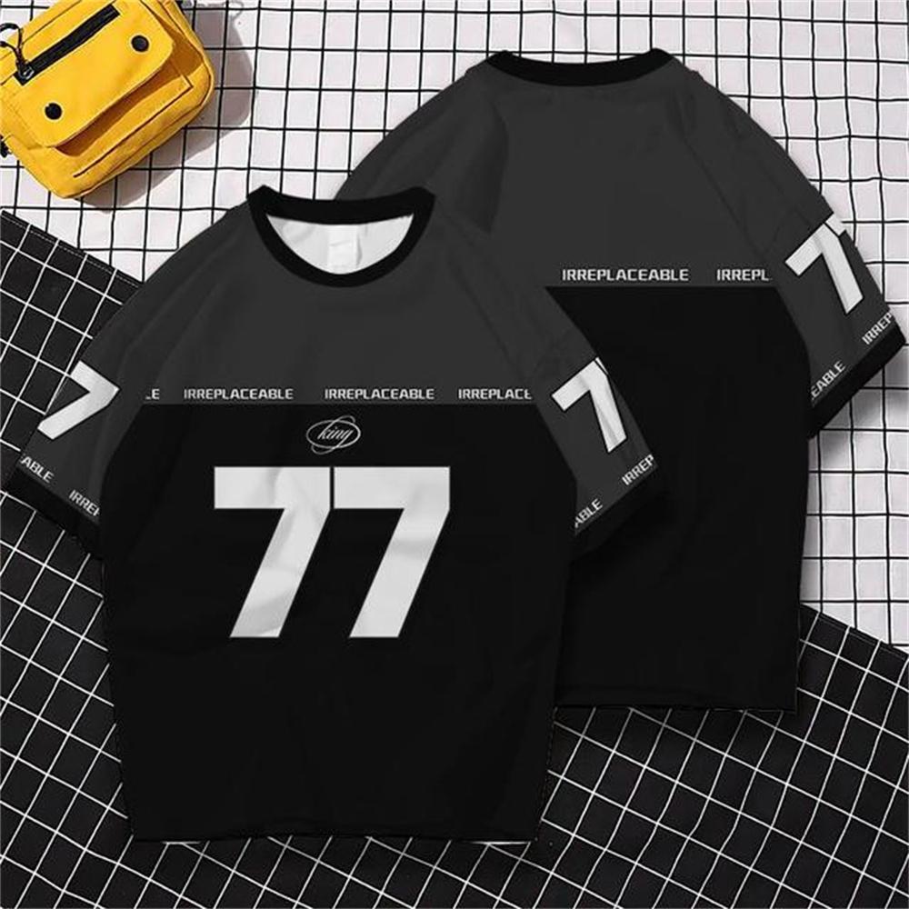 

Мужская футболка с 3D-принтом «Цифра и буква», мужская футболка Fan Culture, футболка с коротким рукавом в уличном стиле, хип-хоп, футболка большого размера M