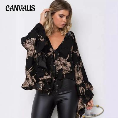 Langärmliges bedrucktes Hemdoberteil für Damen im Frühling und Herbst