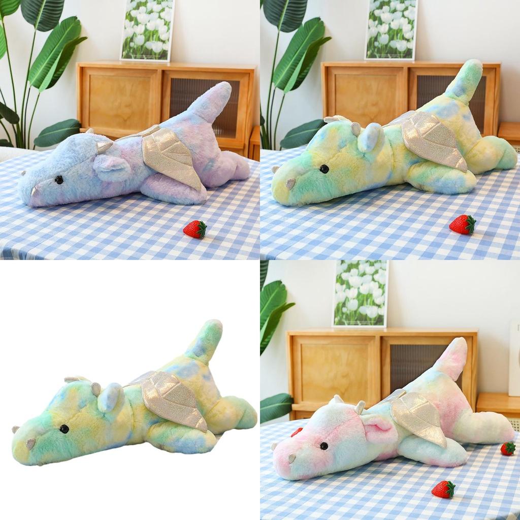 Colorful Small Dragon Plush Toy Pillow Tie-dye Dinosaur Doll Plushie Wholesale Gift