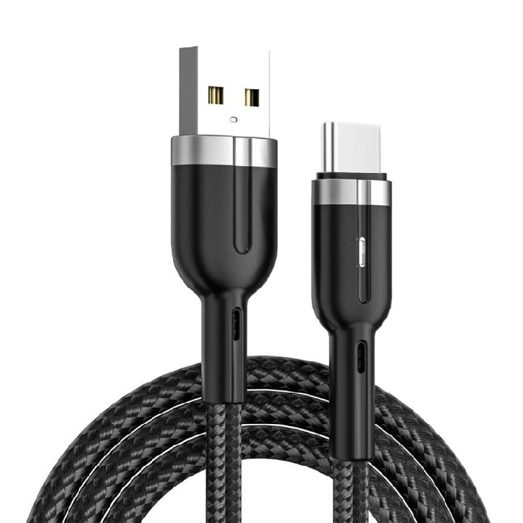 Reinforced Braided USB C Data Cable Equipped With Lighting Function And Auto Stop Charging When Full