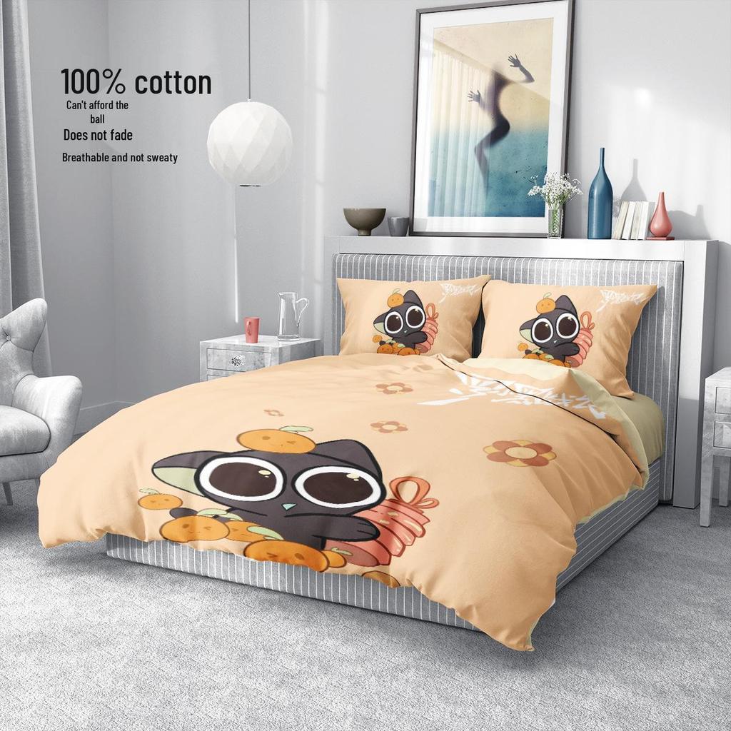 Luo Xiaohei Cotton Cartoon Anime Bedding Set for Kids - Duvet & Bed Sheet - Ideal for Dorms