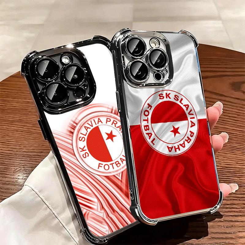 Sk Slavia Praha Czech Republic Soft Phone Case For iPhone 15 16 17 Air 14 Pro Max 16E Plus 13 12 Mini Plating Anti-Fall Fundas