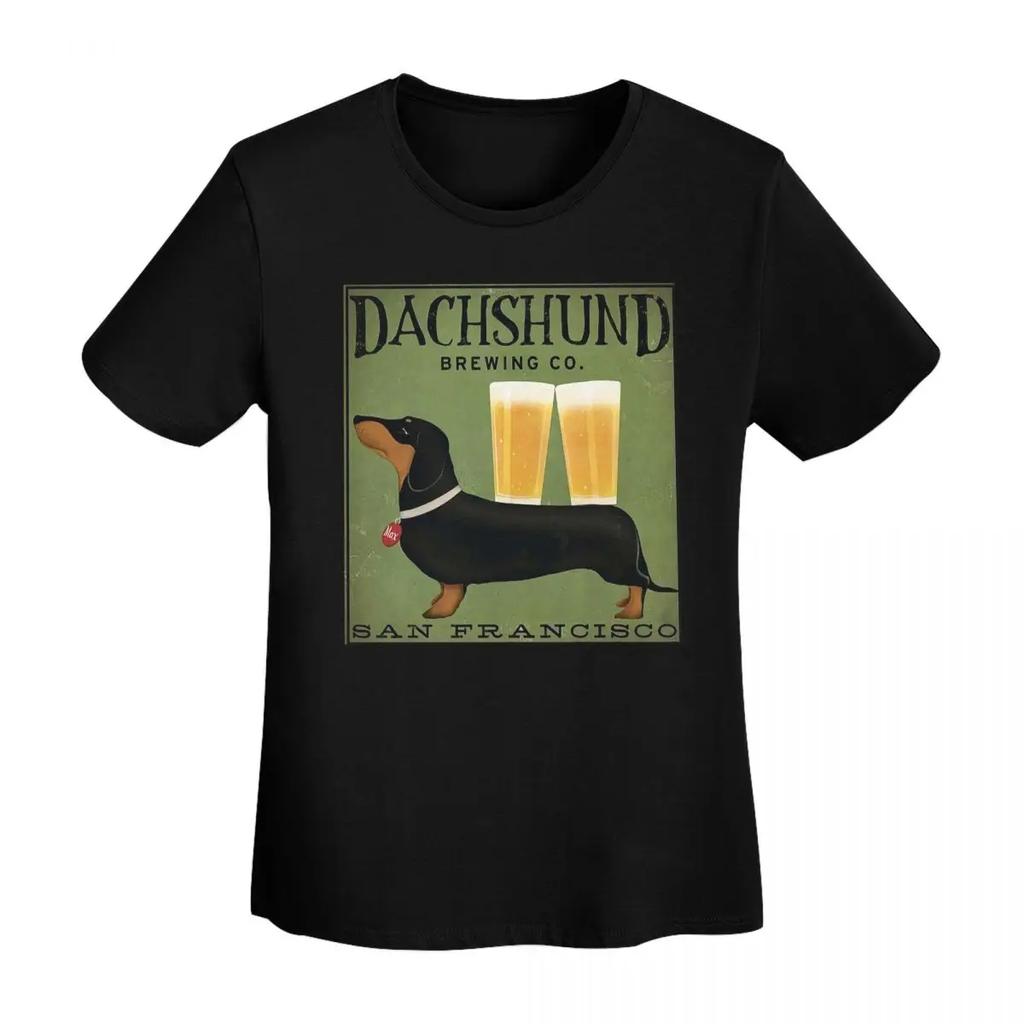 Dachshund Brewing Co T-shirt Femme Manches Courtes T-shirts Col Rond Streetwear Coton Été T-shirts Streetwear