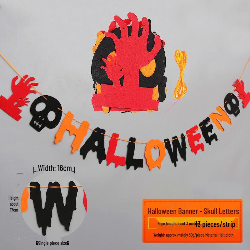 Halloween Pumpkin Lantern Backdrop & Photo Props Set with Party Banners and Hanging Flags