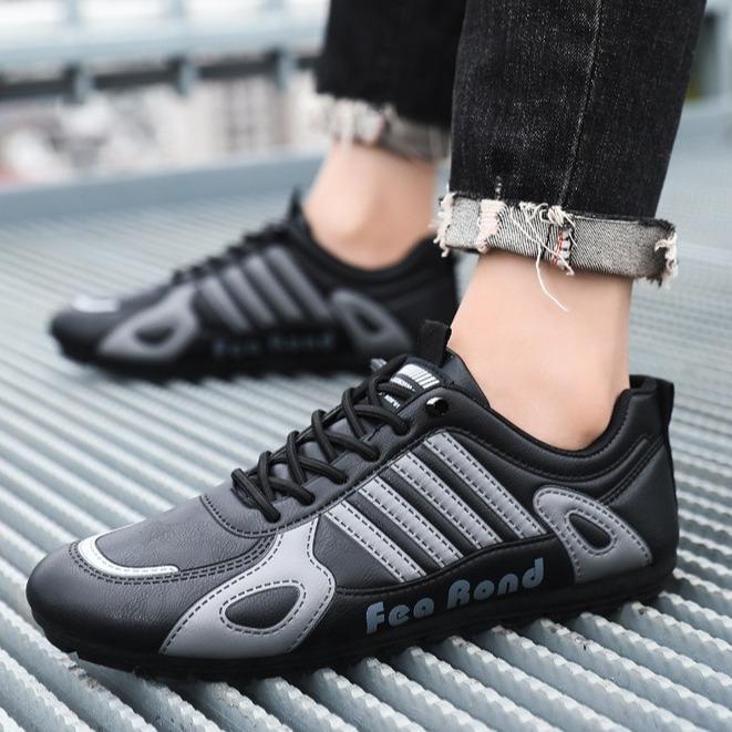 Men's shoes autumn new breathable and comfortable soft sole soft surface casual sports shoes trendy versatile striped letter lazy shoes