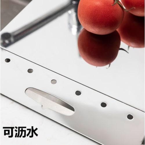 Expandable Over-the-Sink Cutting Board, Stainless Steel, Dish Drainer Rack, Kitchen Board, Tabletop Cutting Board, Dish Drainer with Drain Holes, Larg
